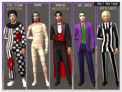 Costumes and masks for both genders and all ages. | The sims 4 roupas ...