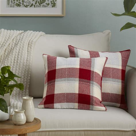 SoHome Jaquard Plaid Throw Pillow Covers 18x18, Decorative Couch Pillow ...