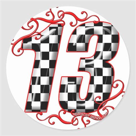 auto racing number 13 classic round sticker | Zazzle | Race cars, Round ...