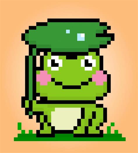 8 bit pixel frog. Animals in vector illustrations for cross stitches ...