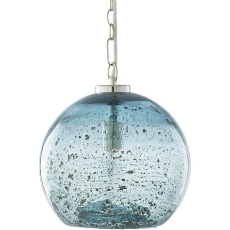 11" Contemporary Clear and Stone Blue Glass Hanging Pendant Ceiling ...