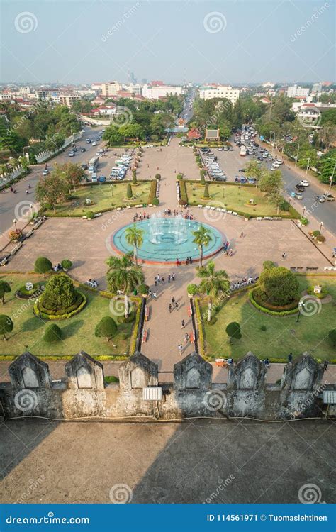 Patuxai Park Viewed from Above in Vientiane Editorial Photo - Image of ...