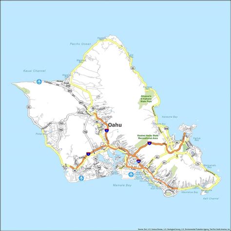 Map of Oahu Island, Hawaii - GIS Geography