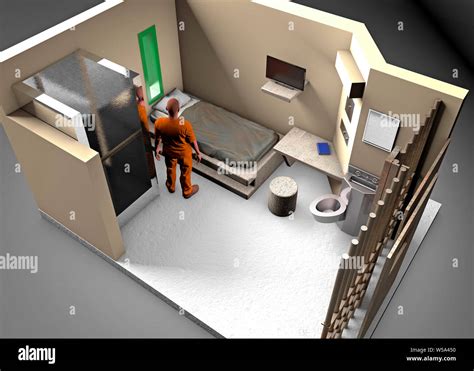 3d reconstruction of a prison cell, ADX Florence Supermax, Colorado ...