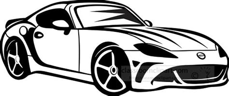 Cars Outline Clipart-sports car special wheels black outline on white ...