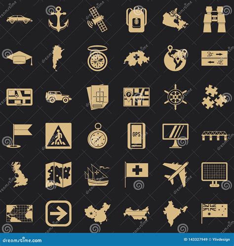 Cartography Icons Set, Simple Style Stock Vector - Illustration of ...