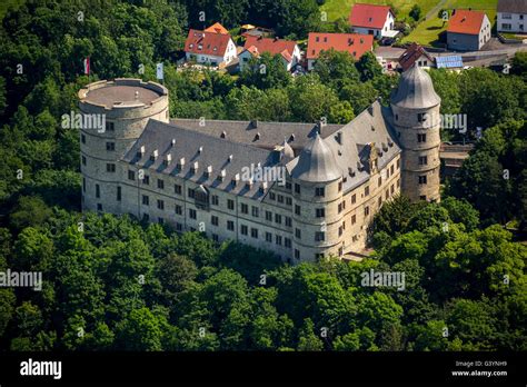 Aerial view, Wewelsburg, hill Castle in the district Wewelsburg town ...