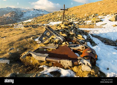 A crashed 2nd world war Halifax Bomber on Great Carrs in the Lake ...