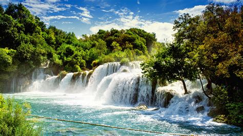 Bilder von Kroatien Krka National Park Natur Wasserfall 1920x1080