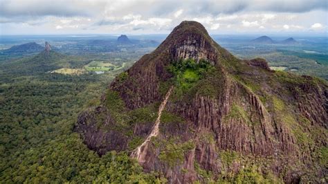 Image of Aerial image of Mount Beerwah and other Glasshouse Mountains ...