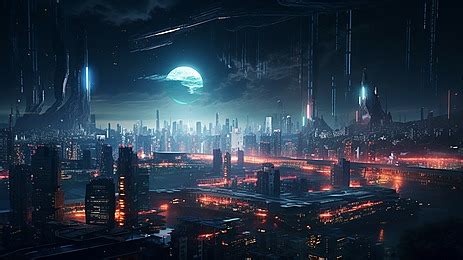 Futuristic Sci Fi Night City Background, Future, Sci Fi City, Night ...