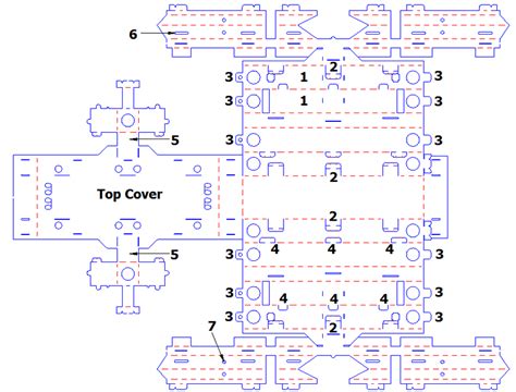 The 2D unfolded technical drawing file used for laser cutting where ...