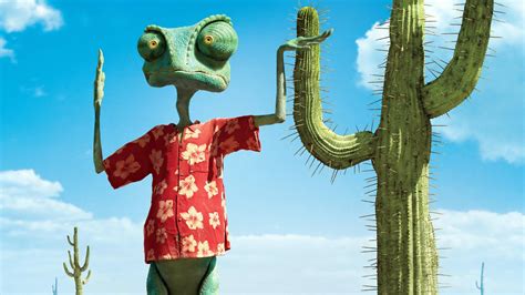 Desktop Wallpaper Rango Animated Movie, Chameleon Lizard, Cactus, Hd ...