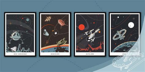 Retro Space-Themed Posters Pack | Twinkl Art Gallery