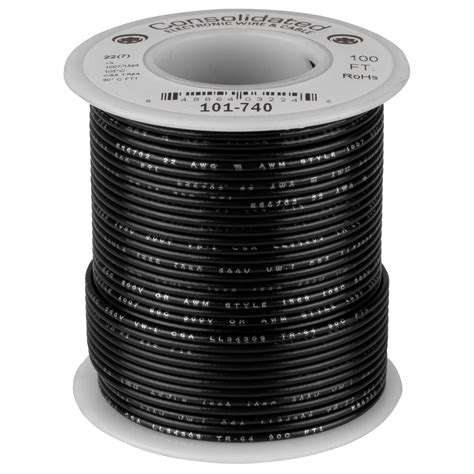 Consolidated 22 AWG Black Stranded Hook-Up Wire 100 ft.