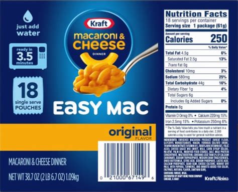 Kraft Easy Mac Original Flavor Macaroni & Cheese Dinner Pouches, 18 ct ...