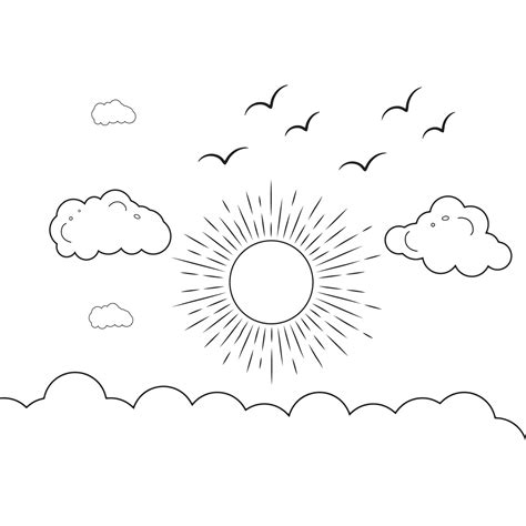 Sun and clouds line art drawing style, Clouds in the sky,sun and Cloud ...