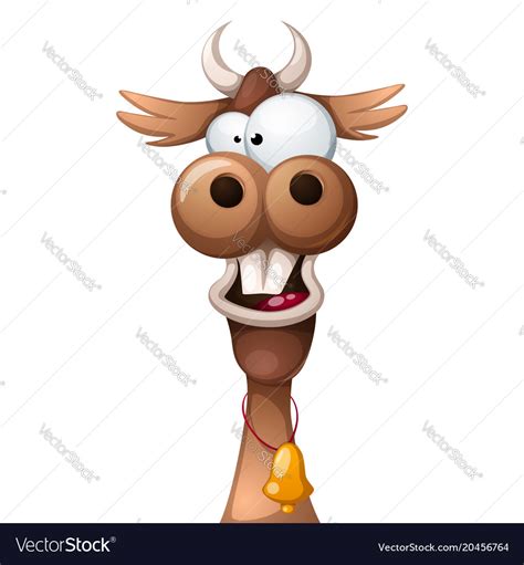 Funny cute crazy cartoon characters cow Royalty Free Vector