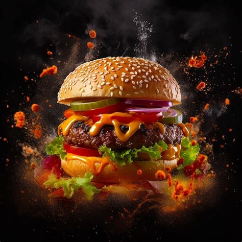 Premium AI Image | A hamburger with a lot of sauce on it