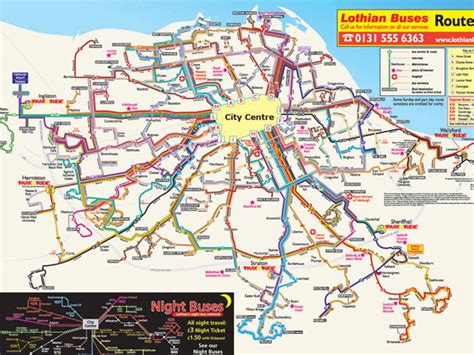 Detailed bus map of Edinburgh city. Edinburgh cityd detailed bus map ...