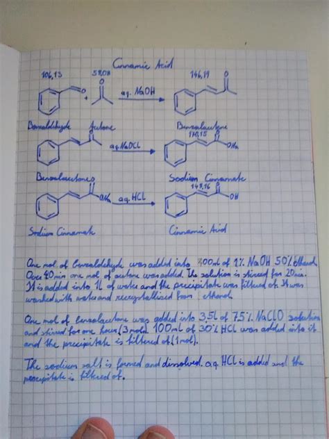 Anyone know if my synthesis of Cinnamic acid would work : r/chemhelp