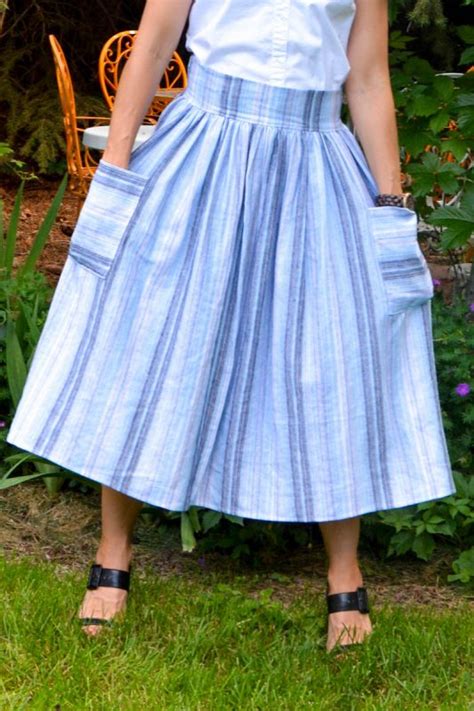 Gathered Midi Skirt with Patchwork Pockets - WeAllSew