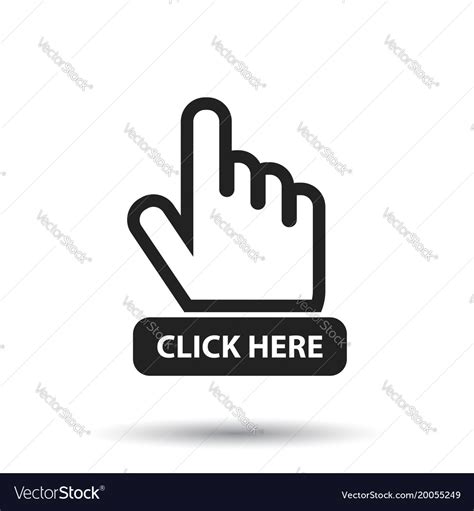 Click here icon hand cursor signs black button Vector Image