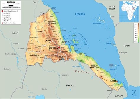 Eritrea Map (Physical) - Worldometer