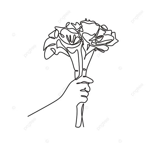 Bouquet Of Roses One Line Drawing Continuous Single Hand Drawn Hand ...