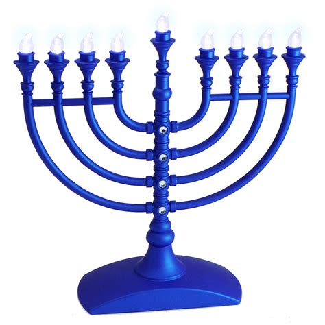 Hanukkah Gift, Battery Operated Hanukkah Menorah In Blue