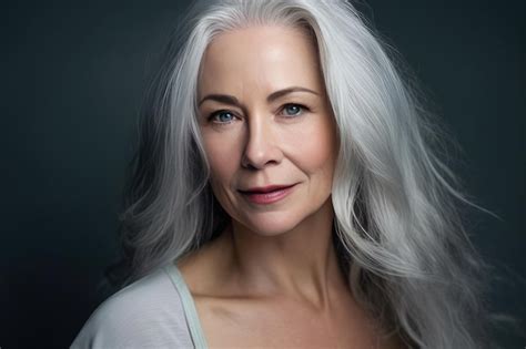 Premium AI Image | A woman with a gray hair and a blue eyes