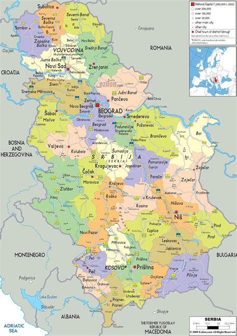 Detailed Political Map of Serbia - Ezilon Maps