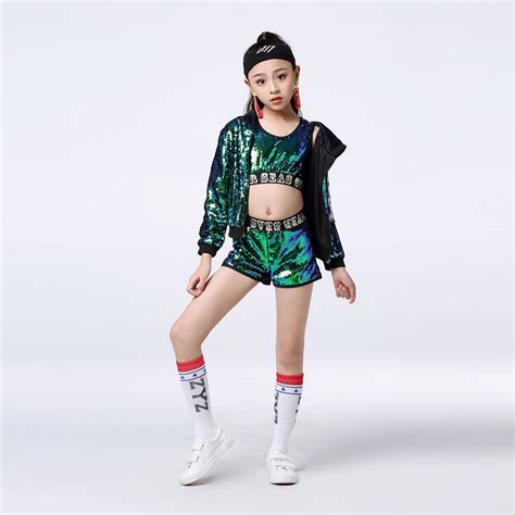 Hot Selling Children's Dance Wear Stage Sequin Costume Kids Hip Hop ...