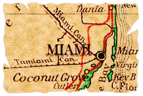 Miami old map stock photo. Image of city, white, grove - 16696278