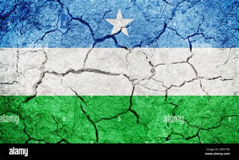 Puntland State of Somalia flag, region in northeastern Somalia, on dry ...