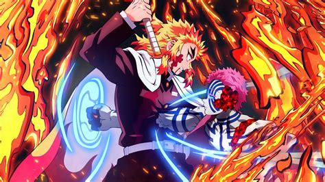 2560x1440 Resolution Akaza vs Kyojuro Rengoku Kimetsu no Yaiba 1440P ...