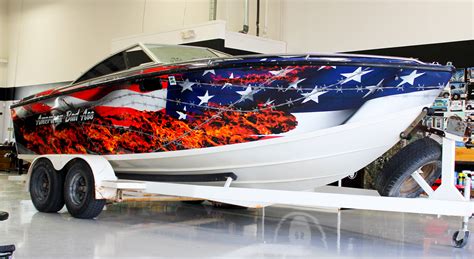 American Flag Vinyl Boat Wrap - Zilla Wraps