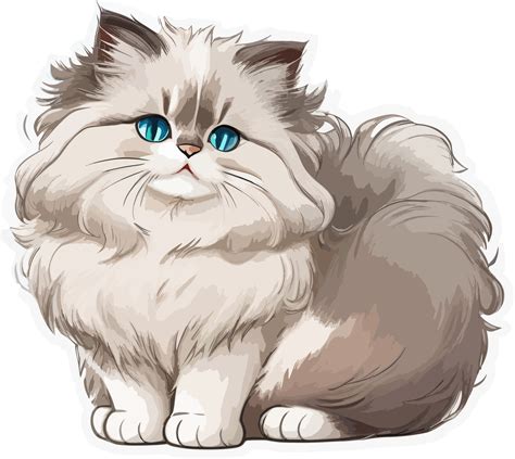 Fluffy Ragdoll Cat Cartoon Sticker 26792743 PNG