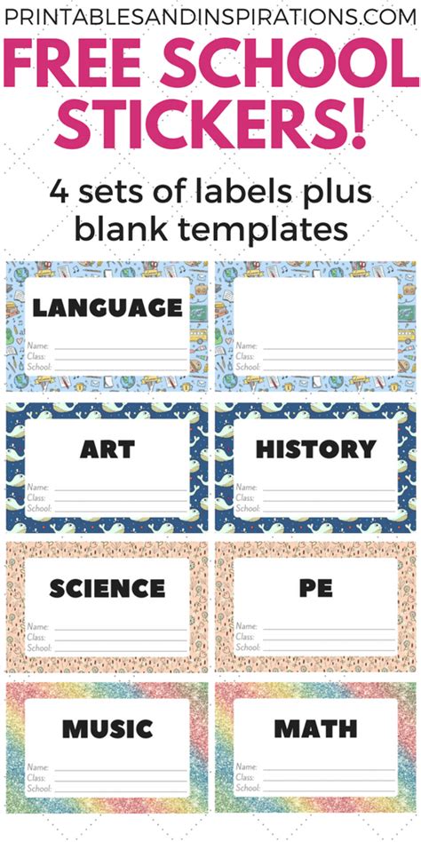 Free Cute Label Stickers For School With Blank Templates - Printables ...