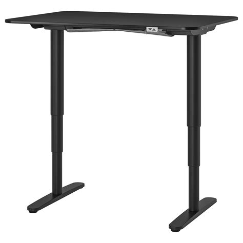 BEKANT desk sit/stand, black stained ash veneer/black, 120x80 cm - IKEA