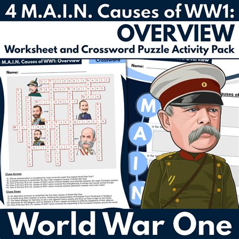 4 M.A.I.N. Causes of WW1: OVERVIEW - Worksheet & Crossword Puzzle ...