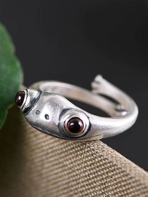 Unisex Retro Adjustable Frog Silver Ring – BUYKUD