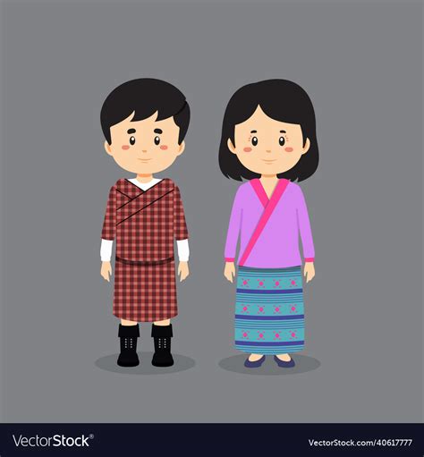 Couple character wearing bhutan national dress Vector Image