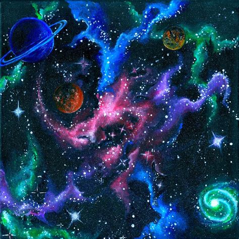 Items similar to Acrylic Outer Space Galaxy Painting Print on Etsy