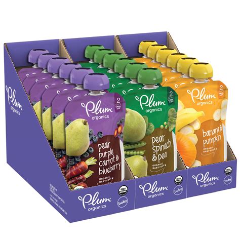 Plum Organics Baby Food Pouch Stage 2 Fruit and Veggie Variety Pack 3.5 ...