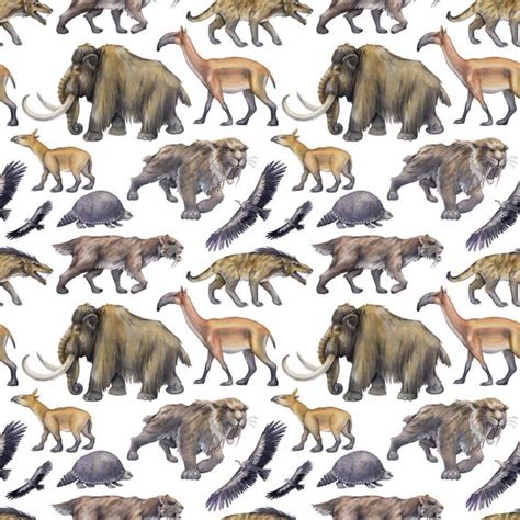 Ice Age Prehistoric Animals Fabric - Etsy