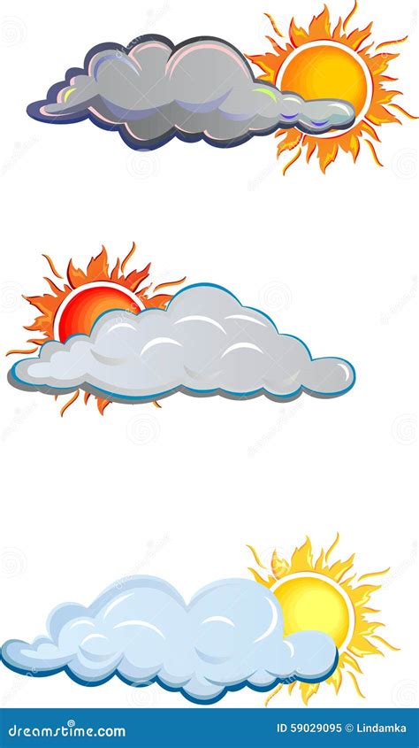 Vector Drawing Of Clouds And Sun Stock Vector - Image: 59029095