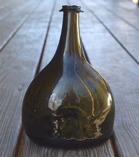 RARE EARLY 18th CENTURY, BLACK GLASS, BLADDER, ENGLISH WINE BOTTLE! For ...