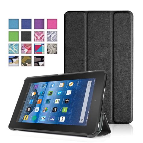 New Fire 7 Case (Black) - Ultra Slim Lightweight Folding Folio Cover ...