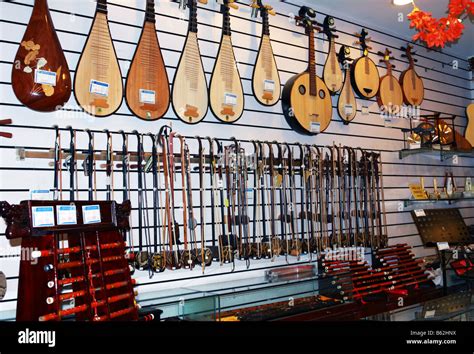 Traditional Chinese musical instruments store in Yu Yuan Shanghai China ...